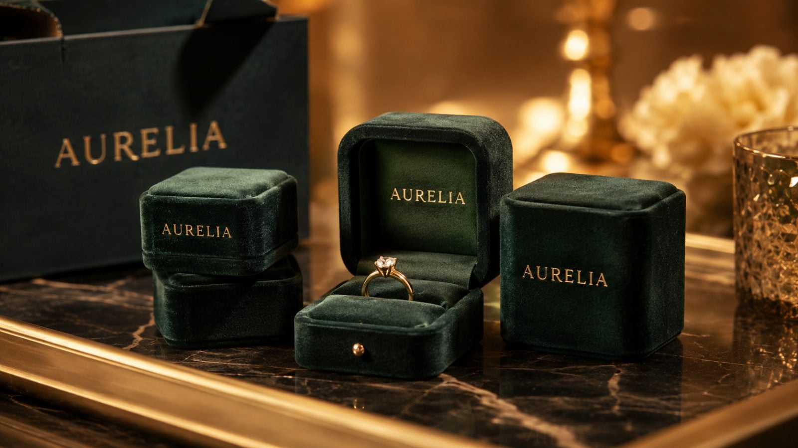 Custom printed ring boxes with logo