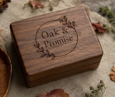 Engraved Wood Ring Box with custom branding